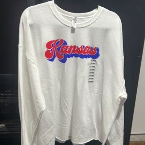 Ladies KANSAS Jayhawk White Crewneck Sweatshirt